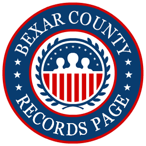 A round red, white, and blue logo with the words 'Bexar County Records Page' for the state of Texas.