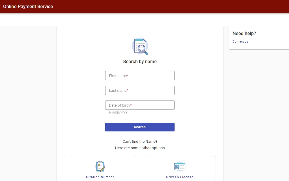 A screenshot of the Online Payment Service provided by the San Antonio Municipal Court, where one can search for a specific violation and resolve or pay it online without the need to appear in court.